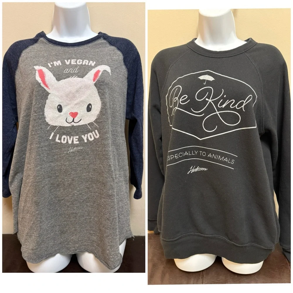 Bundle Deal – 2 Herbivore Vegan-Friendly Items (Long Sleeve Shirt + Sweatshirt) - Picture 1 of 12